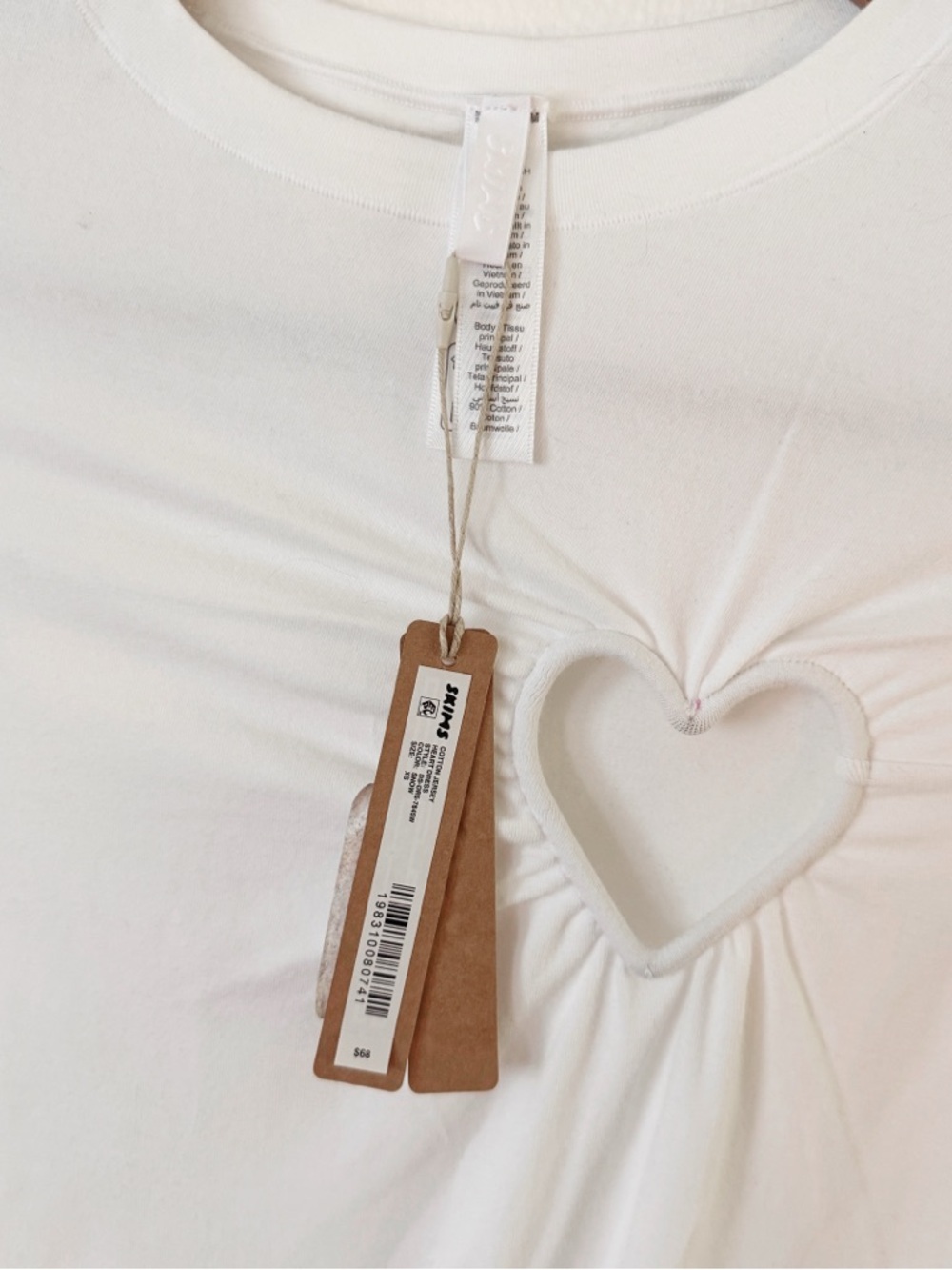 SKIMS limited edition White Mini Dress with Heart Cutout XS NWT - Picture 5 of 6
